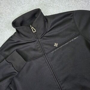 Monarchy Y2K Track Jacket Mens Large Black Embroidered Eagle Streetwear Full Zip